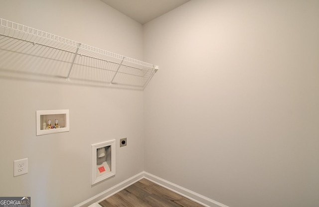 laundry room with hardwood / wood-style floors, washer hookup, and hookup for an electric dryer