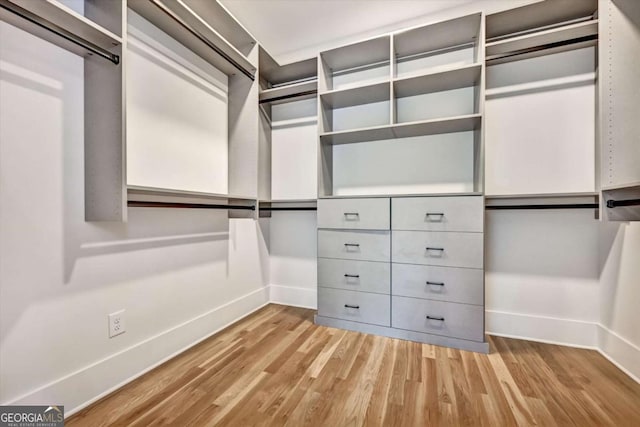 walk in closet featuring light wood-type flooring