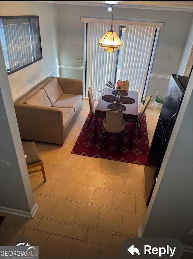 view of tiled dining area