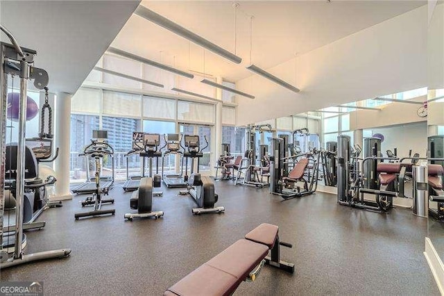 gym with plenty of natural light