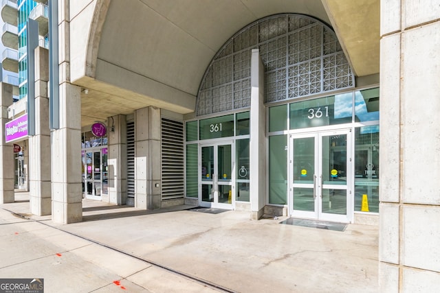 view of exterior entry with french doors