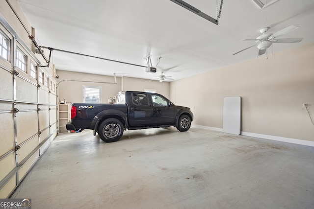 garage with a garage door opener