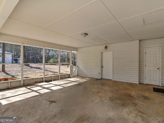 view of unfurnished sunroom