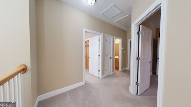101 Willow Ridge Cir, Thomasville, GA 31757 - hall with attic access, light colored carpet, and baseboards