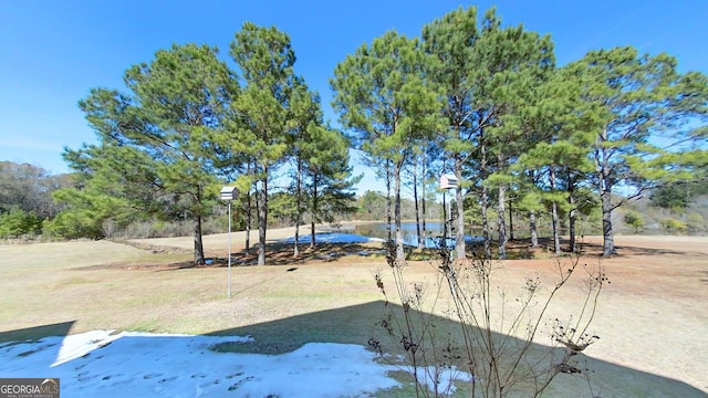 view of yard featuring a water view