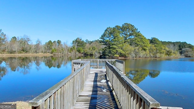 dock area featuring a water view