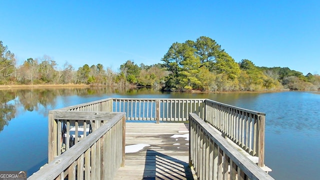 view of dock featuring a water view