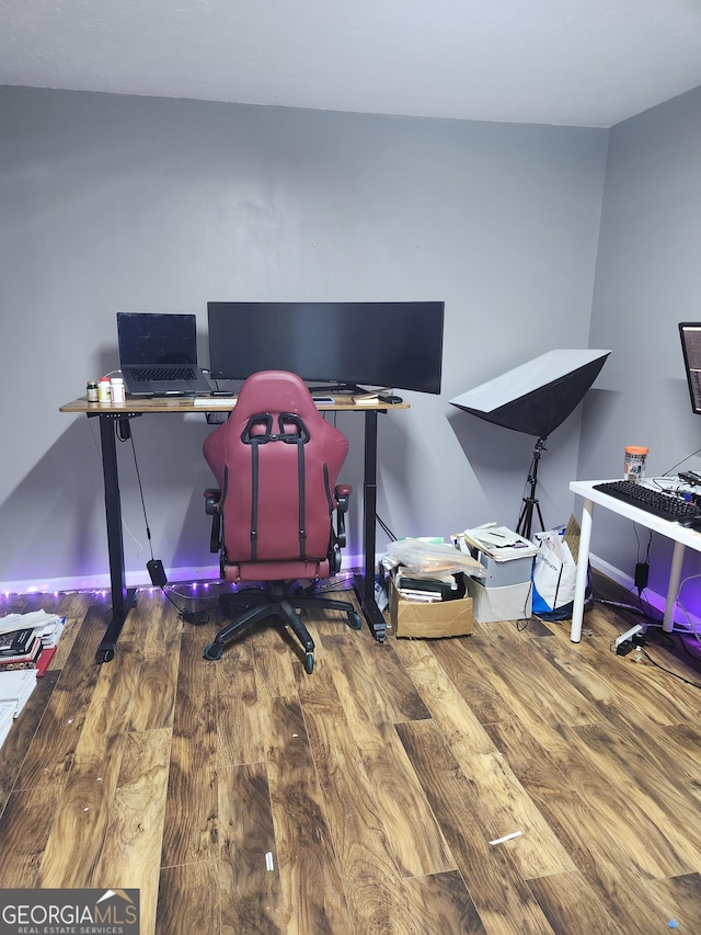 office area featuring hardwood / wood-style flooring