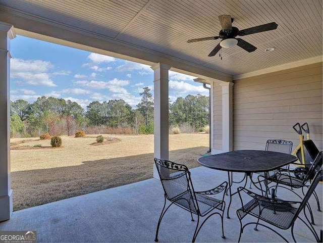 view of patio with ceiling fan