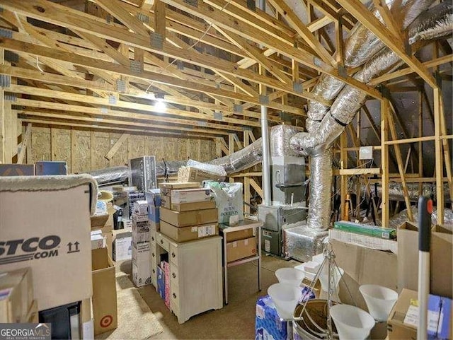 view of unfinished attic