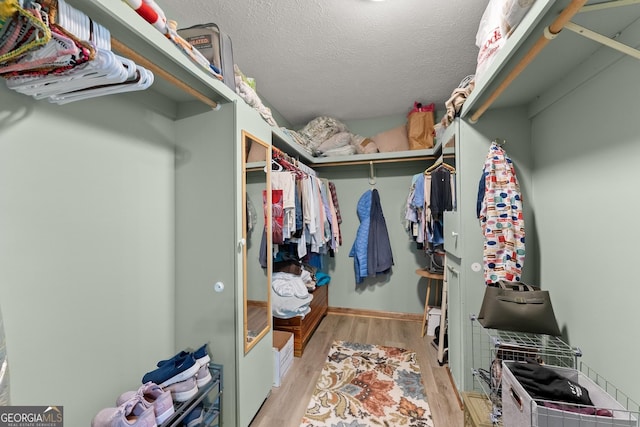 walk in closet featuring light hardwood / wood-style floors