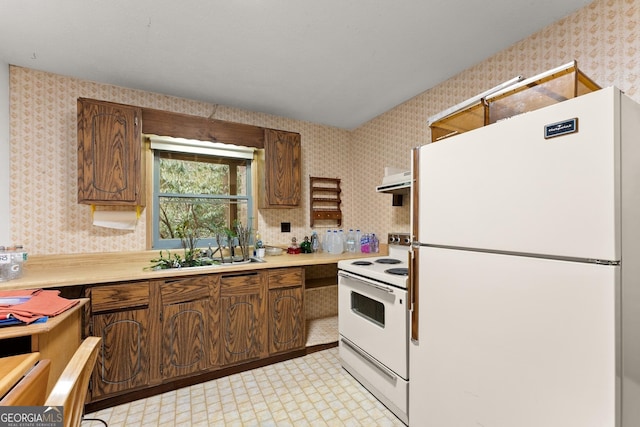 kitchen with white appliances and sink