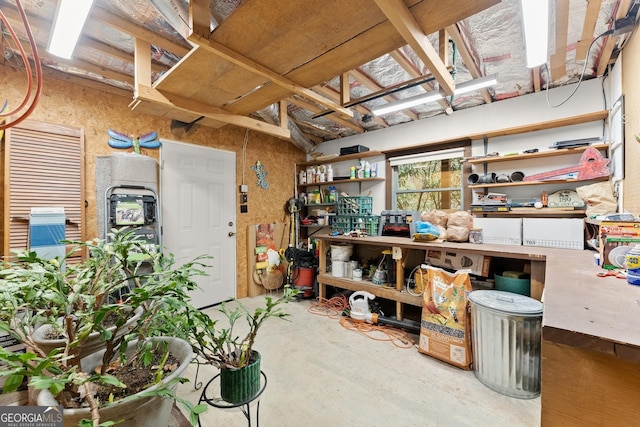 interior space featuring concrete floors