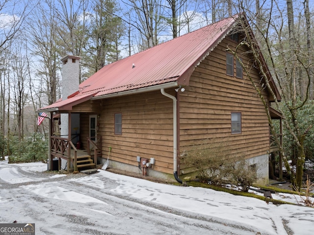 view of snowy exterior