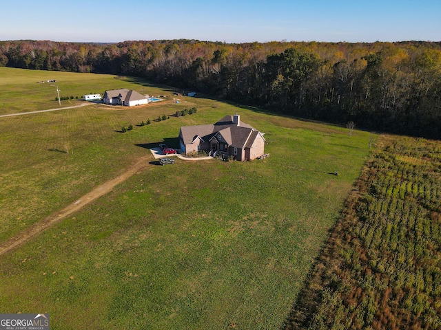 bird's eye view with a rural view