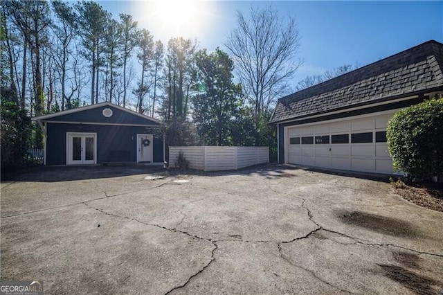 garage with french doors