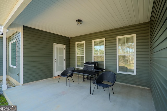 view of patio / terrace featuring a grill