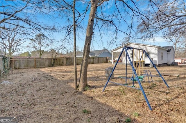 view of yard featuring a playground