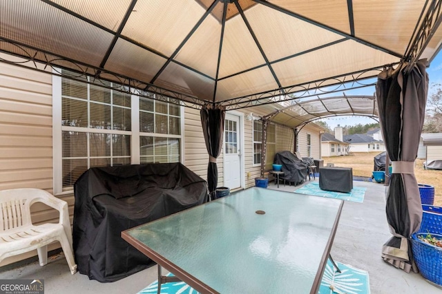 view of patio with a gazebo and grilling area