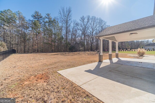 view of patio / terrace featuring ceiling fan