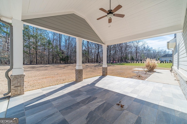 view of patio / terrace featuring ceiling fan