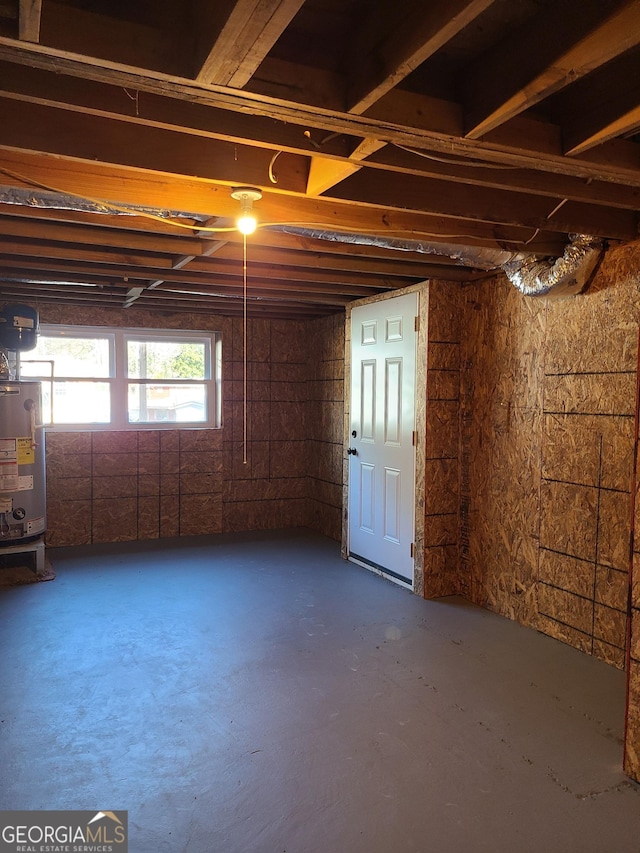 basement with gas water heater