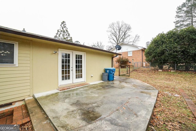 view of patio / terrace featuring french doors