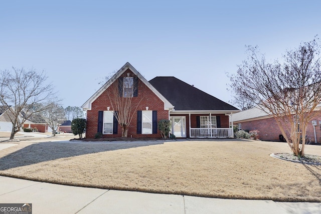 view of front property featuring covered porch