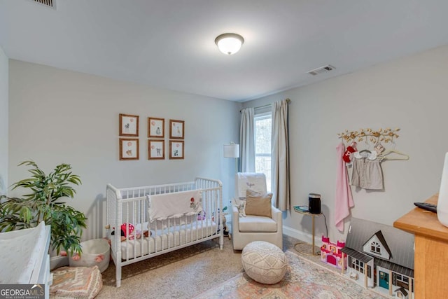 bedroom with a crib