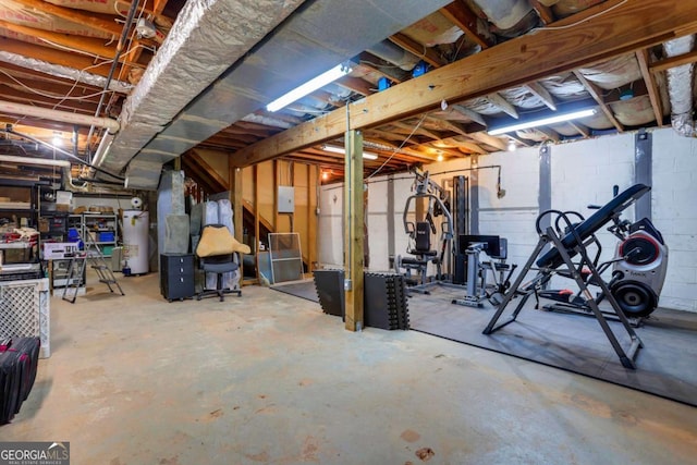 basement with gas water heater