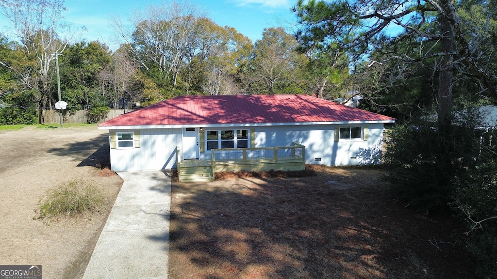 view of single story home