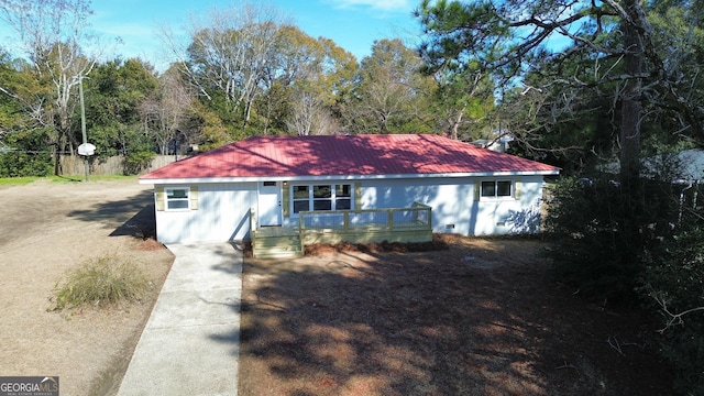 view of single story home