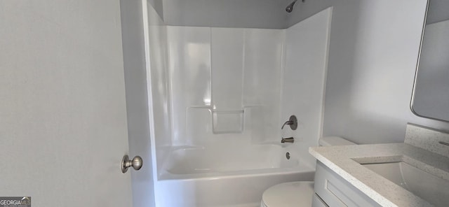 full bath with vanity, toilet, and shower / bath combination