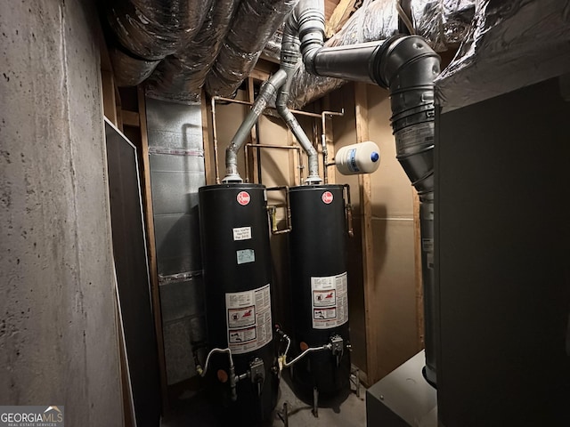 utility room featuring gas water heater