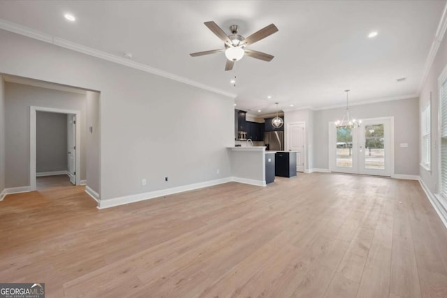 empty room featuring plenty of natural light, a raised ceiling, and light hardwood / wood-style flooring