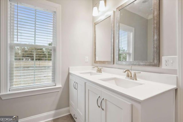 bathroom with vanity and tile patterned floors