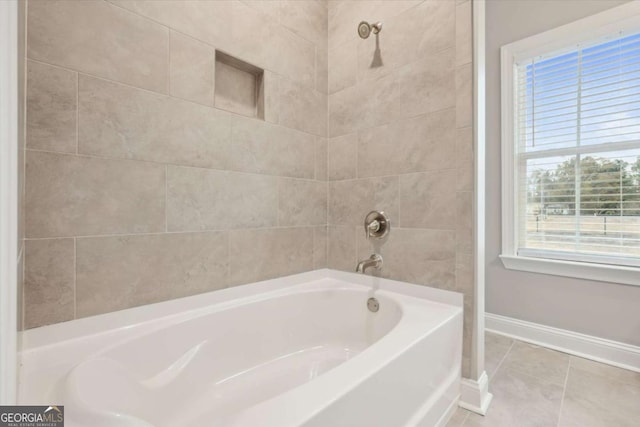 bathroom with tile patterned floors