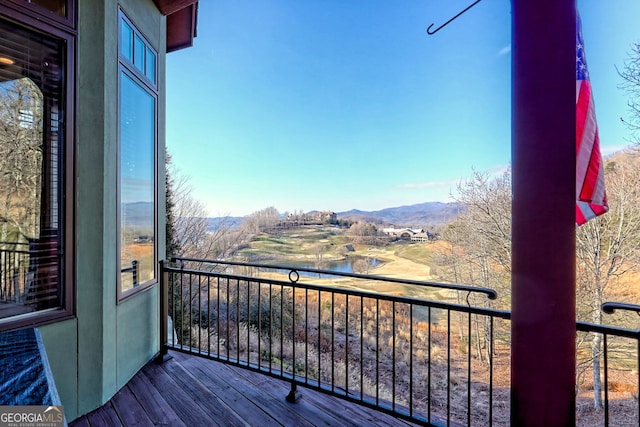 balcony with a mountain view