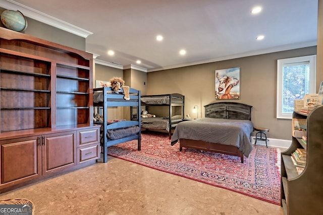 bedroom featuring crown molding