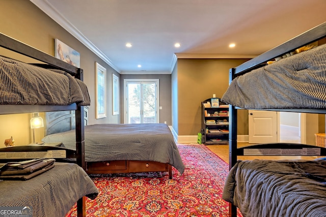 bedroom featuring crown molding