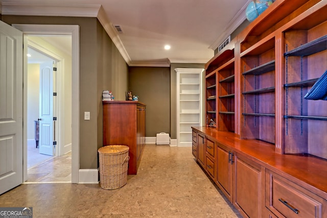 interior space featuring ornamental molding