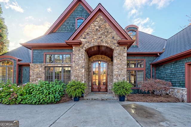 doorway to property with french doors