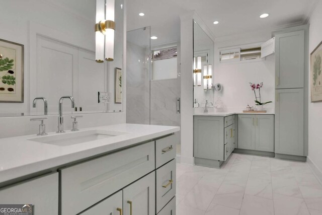 bathroom with tile patterned flooring and vanity