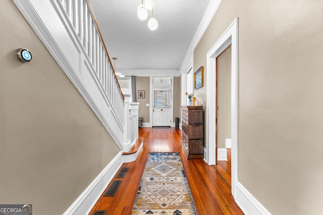 hall featuring dark hardwood / wood-style flooring