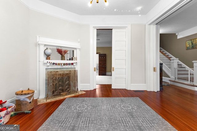 living room featuring dark hardwood / wood-style floors