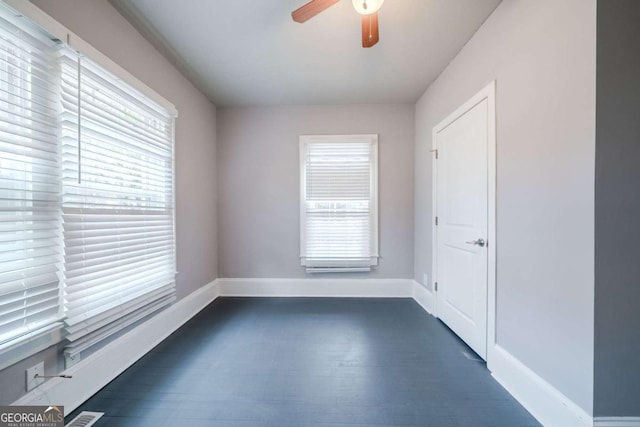 3693 Aldea Dr, Decatur, GA 30032 - empty room featuring dark wood-type flooring and ceiling fan