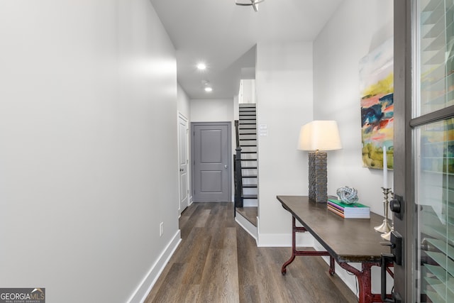 hall featuring dark hardwood / wood-style flooring