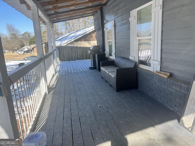 deck featuring area for grilling