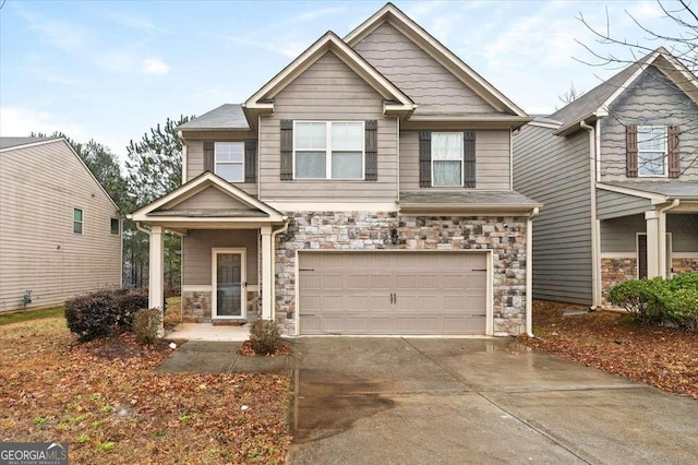 craftsman-style house with a garage