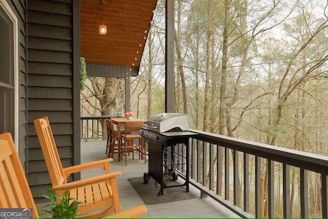 balcony featuring area for grilling